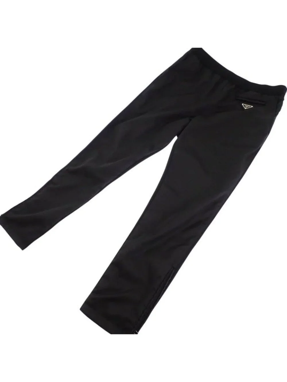 Prada Knit Contrast Nylon Pants 48 Wool Black